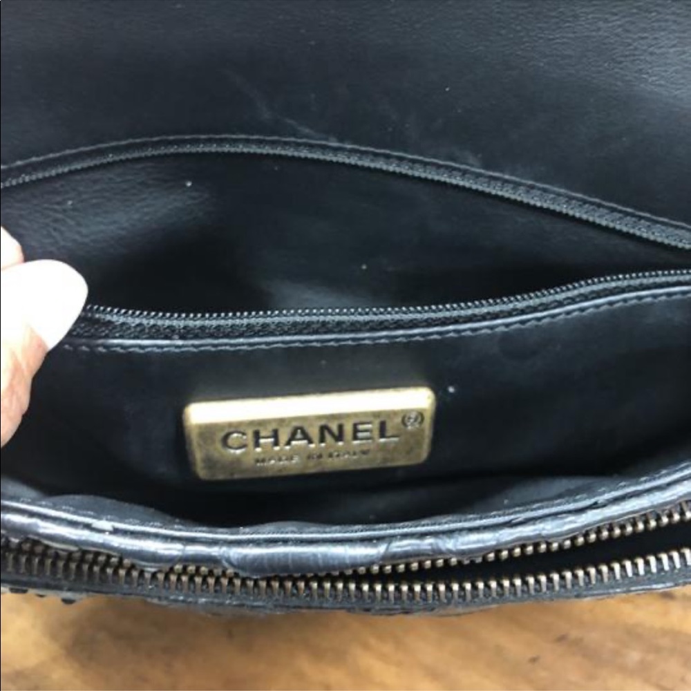 Chanel Medallion Black Python Wristlet - image 4